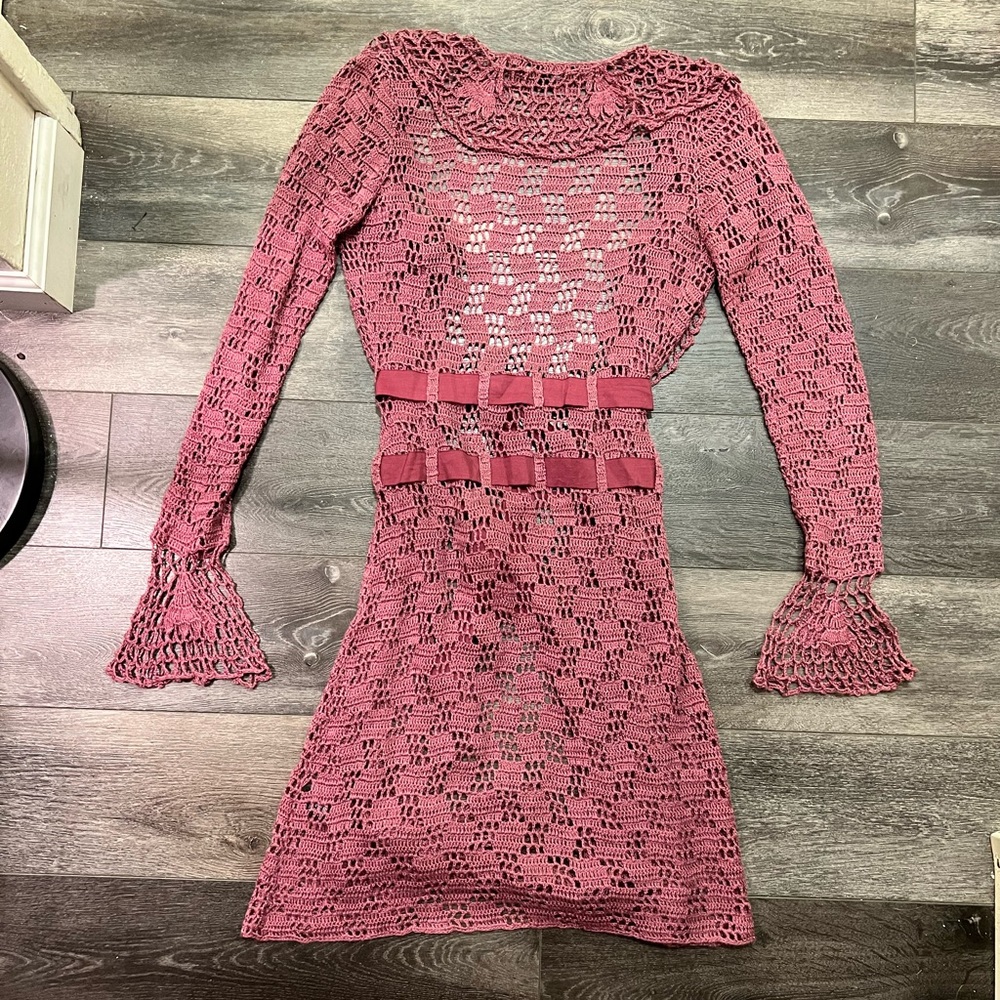 🚫SOLD🚫 RARE Vintage Betsey Johnson Crochet Duster Cardigan - Picture 2 of 6
